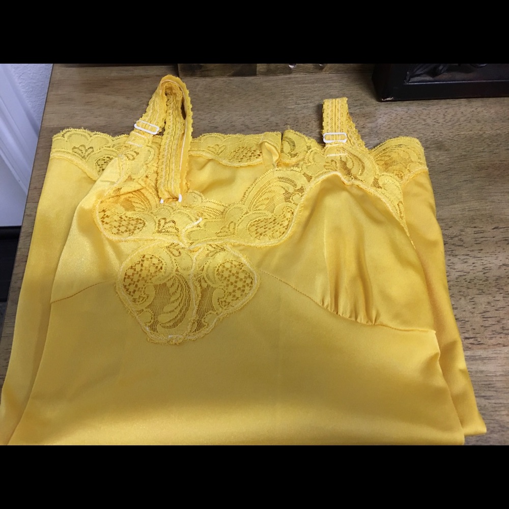 Elegant Yellow Lace Trim slip dress